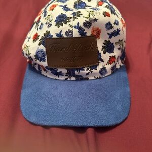Floral Hard Rock Cap with Blue Brim